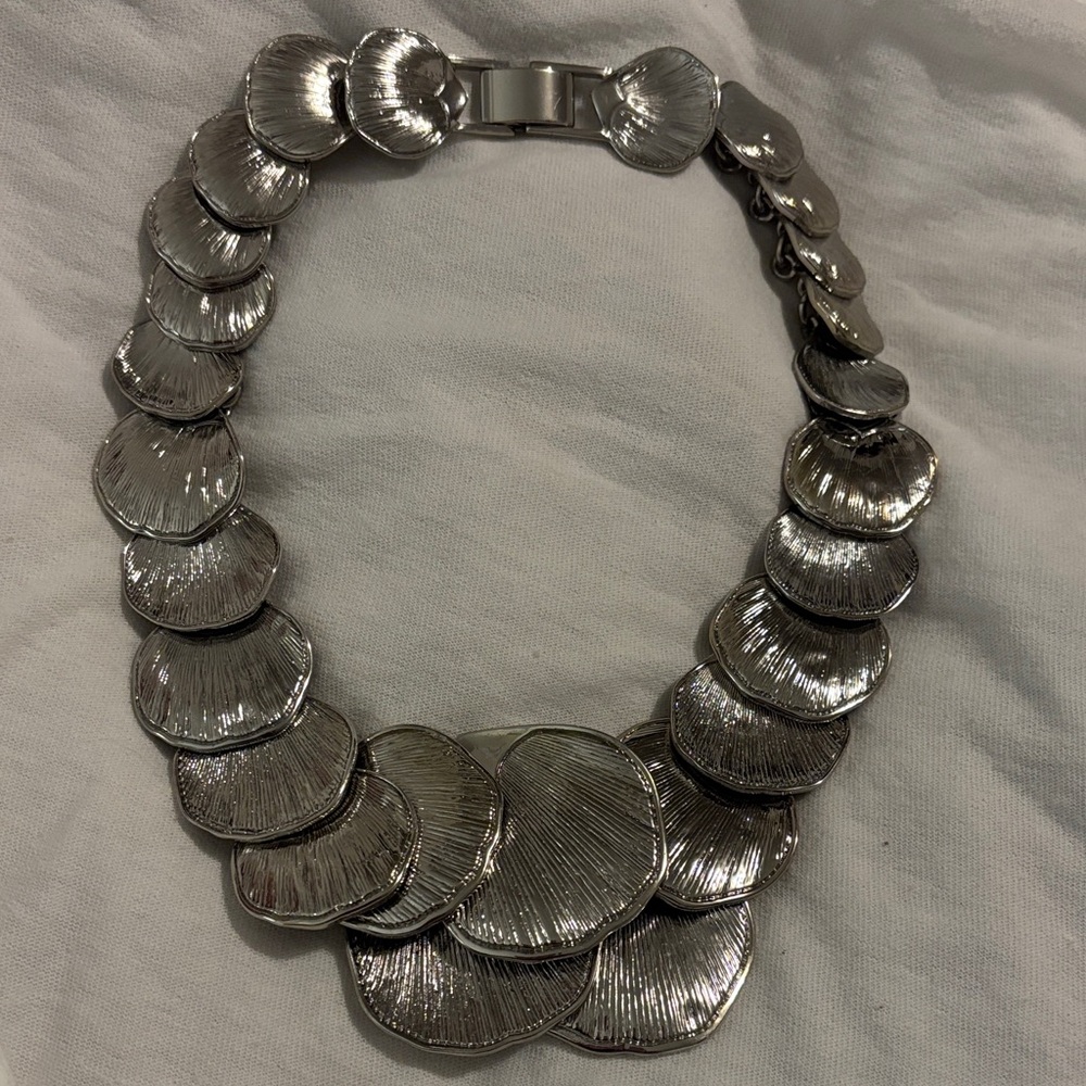 Ann Taylor Silver Petal Necklace
